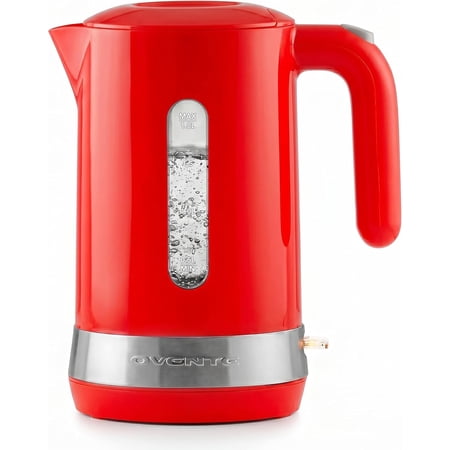 OVENTE 1.8L Electric Kettle, 1500W Fast Boiling Heater for Coffee or Tea, BPA Free, Easy to Fill Lid, Water Level Window, Auto Shut-Off, Boil-Dry Protection and Removable Filter, Red KP413R
