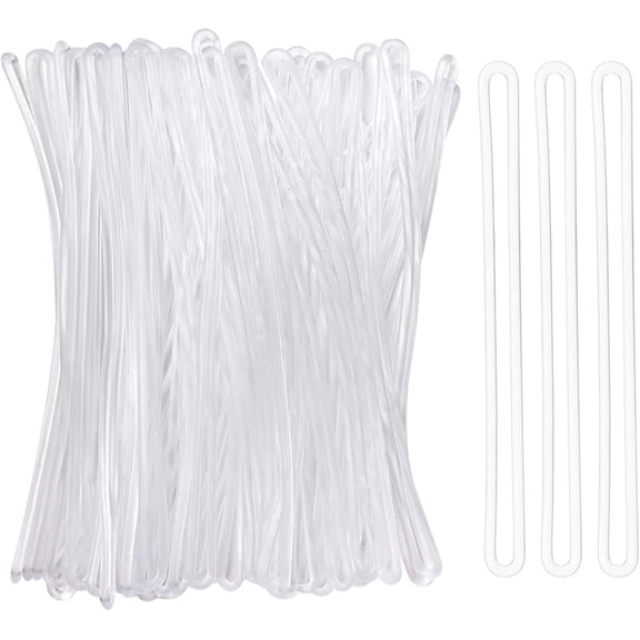 100 Pack Clear Plastic Luggage Straps, Bag Tag Loops for Luggage Tags, Identification Card ID Holder Strap, 6 Inch