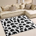 thumbnail image 2 of 5'3" x 4' (63 x 48 inch) Area Rug, Pad Black Elephants On White Nursery Rugs Floor Mat for Kids Playing Room Living Room Bedroom, 2 of 6