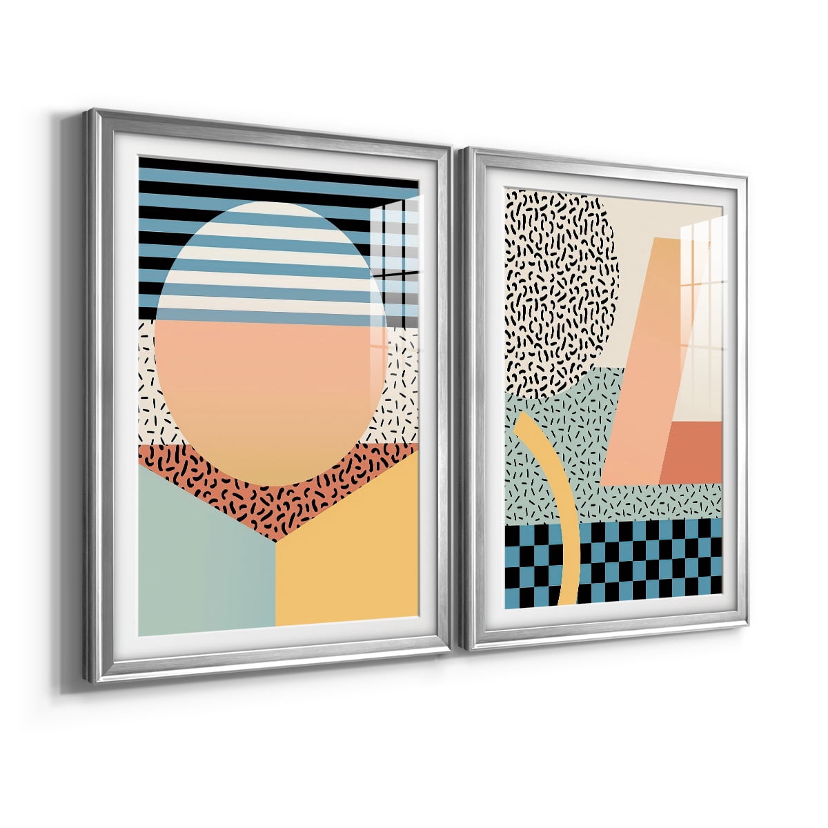 Wexford Home Modern Memphis III Premium Framed Print, 30.5" x 42.5" - Ready to Hang, Silver (Set of 2)