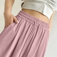 thumbnail image 4 of yeiolnoer Pants for Women Drawstring Elastic Waist Pants Casual Wide Leg Long Pants with Pocket Fashion Outfit(Pink,X-Large), 4 of 7