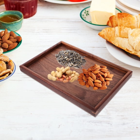 Minkissy Brown Walnut Bathroom Storage Tray Organizer for Towels, Toiletries, and Daily Essentials