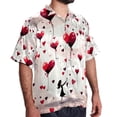 thumbnail image 2 of Valentine's Day Love Men's Short Sleeve Hawaiian Print Button Down Beach Shirt, 2 of 6