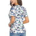 thumbnail image 4 of Zufioo Hawaii Palms Print Women's Classic V-neck T-shirt, V-neck Short-sleeved Tops Home Wear, Suitable for Daily Life, Work, Outdoors-Large, 4 of 8