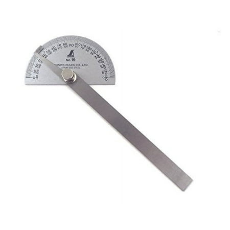 Shinwa Japanese #19 Stainless Steel Protractor 0-180 degrees with Round Head