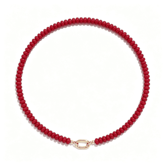 DESIGNICE Beaded Gemstone Necklaces for Women Bohemian Colored Choker Natural Stone Bead Summer Beach Handmade Jewelry Necklace,Bohemian Red Beaded Necklace