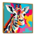 thumbnail image 2 of Designart "Pop Art Giraffe Portrait in Colorful Style I" Animals Framed Wall Art - Traditional Colorful Giraffe Living Room Framed Canvas Art, 2 of 6