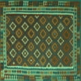 thumbnail image 1 of Ahgly Company Indoor Square Southwestern Turquoise Blue Country Area Rugs, 3' Square, 1 of 4