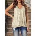 thumbnail image 5 of Uhndy Women Tank Tops V Neck Strappy Sequin Camisoles Casual Sleeveless Shirts Apricot XL, 5 of 6