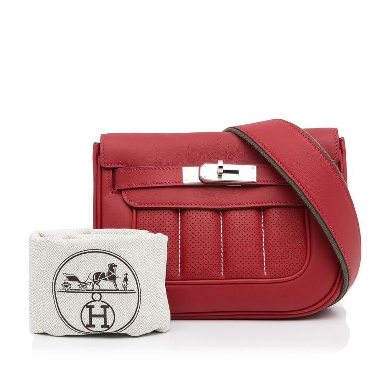 Authenticated Hermes Mini Swift Berline Crossbody Red Calf Leather