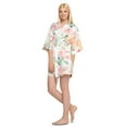 thumbnail image 3 of Turquaz Linen White Carmen Floral Satin Kimono Short Robe, 3 of 5