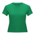 thumbnail image 4 of HCYSFG Womens Solid Color T Shirts Crewneck Short Sleeve Fitted Slim Fit Classic Everyday Style Casual Tees Streetwear Tops, 4 of 4