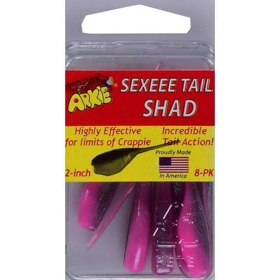 Arkie Lures 2 inch Sexee Tail Shad Soft Fishing Lure, Color Pink Panther