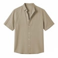 thumbnail image 5 of SROBPTY Mens T-Shirts Solid Short Sleeve Collared Button Front Linen Look Beach Casual Summer Tops for Daily Wear, 5 of 5