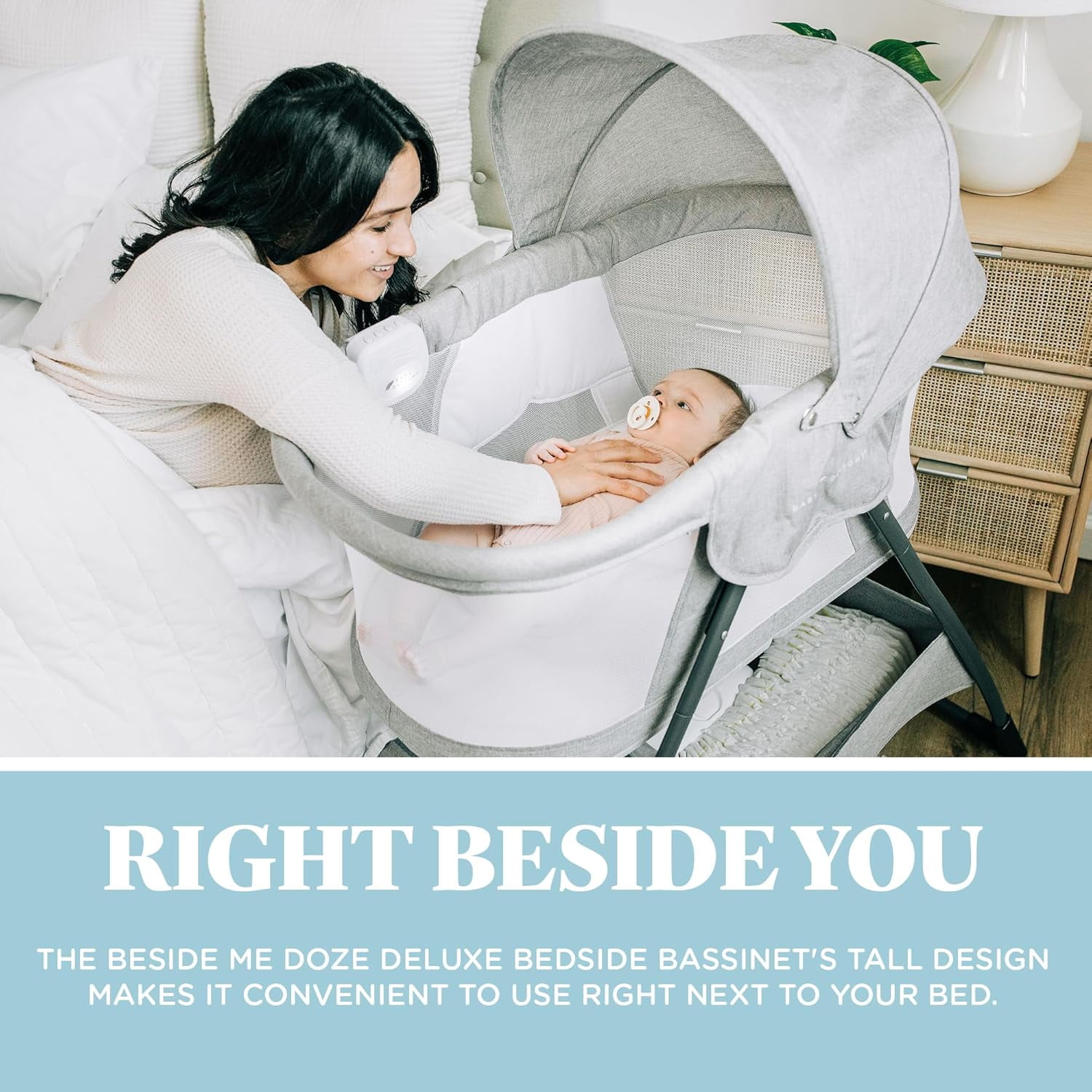 Baby Delight Beside Me Doze Deluxe Bedside Infant Bassinet, Gray, 0-5 Months, JPMA Certified