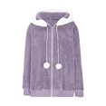 thumbnail image 6 of Plush Tops Hooded Cardigan Outerwear with Pockets, Winter Festival Jacket Womens Trendy Solid Colors Cozy Fleece Pullover Long Sleeve Casual Outfit Soft Coat Pockets Black M, 6 of 6