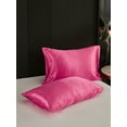 thumbnail image 1 of Move Over Rose Red Satin Pillowcases King, Silk like Satin Pillow Cover Set of 2, Silky Microfiber Solid Pattern, 2 Pack, 1 of 7