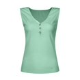 thumbnail image 5 of Women's Fashion Solid Color V-Neck Sleeveless Button Front Knitted Tank Top for Casual and Layered Outfits,Green,2XL, 5 of 7