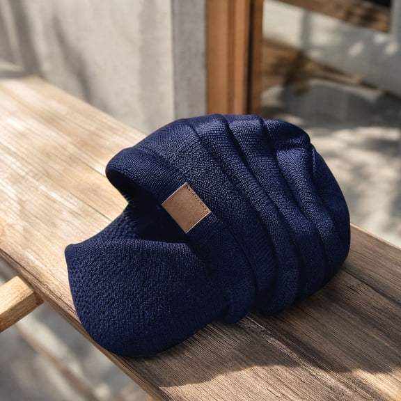 Lumtrix Unisex Knitted Hat & Detachable Mask Cold Outdoor Fleece Lined Skull Cap Fall Winter Soft Warm Beanie Hat Navy One Size