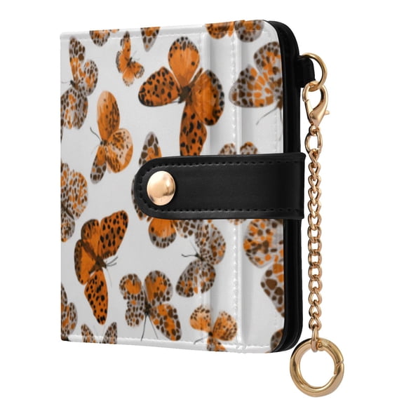 Qxltty Spotted Butterfly Ladies Wallet Rfid Slim Thin Compact Credit Card Women Wallet Zipper Coin Pocket and ID Window for Female Gifts