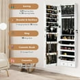 thumbnail image 6 of Giantex Jewelry Armoire Wall Door Mounted, Full Screen Lockable Jewelry Cabinet for Bedroom w/ LED Lights and Frameless Mirror (White), 6 of 10