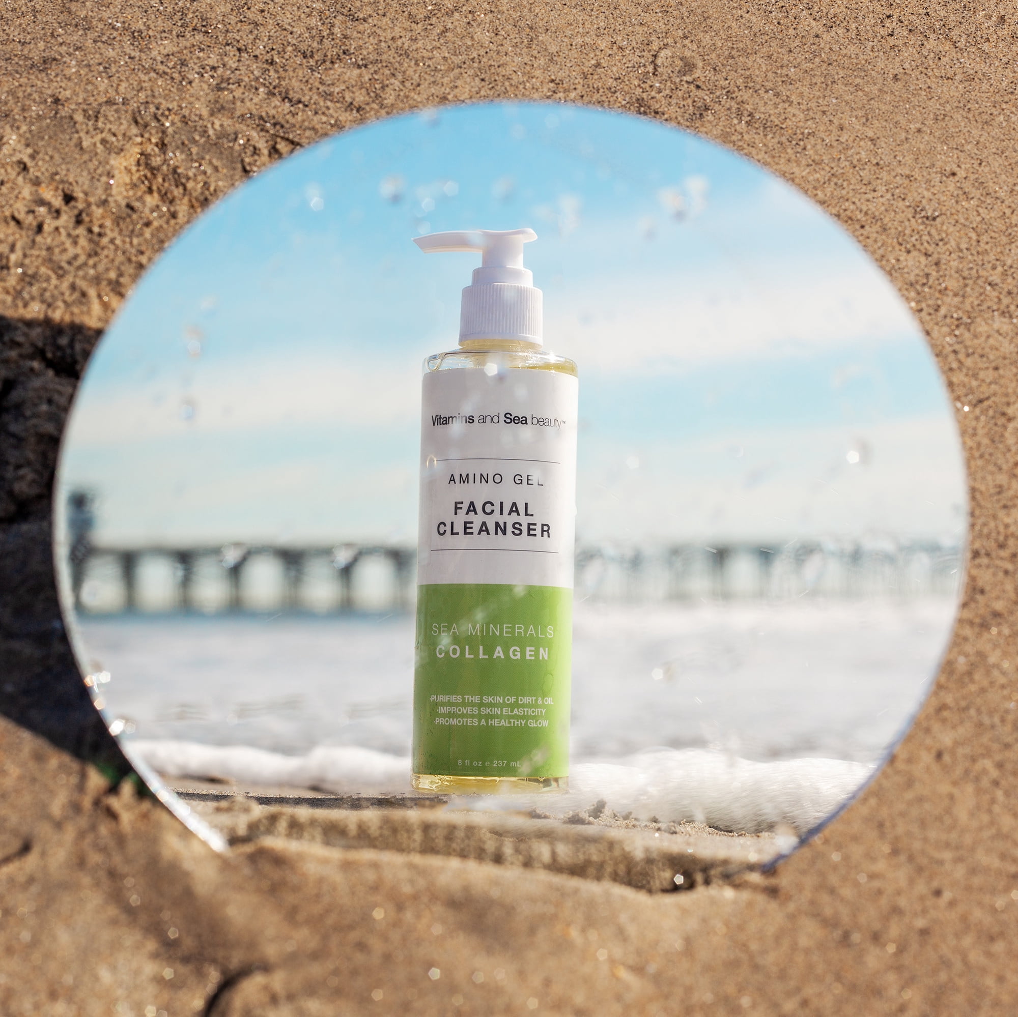 Vitamins and Sea beauty Amino Gel Sea Minerals & Collagen Facial Cleanser, All Skin Types, 8 fl oz