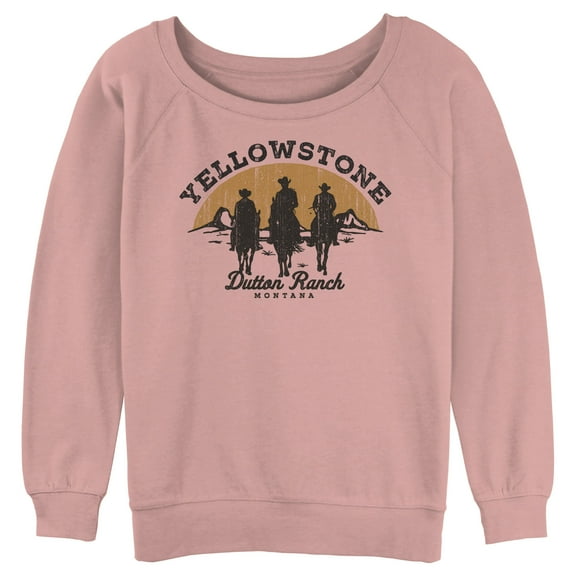 Junior's Yellowstone Riders Of Dutton Ranch Silhouette Sweatshirt Desert Pink Medium