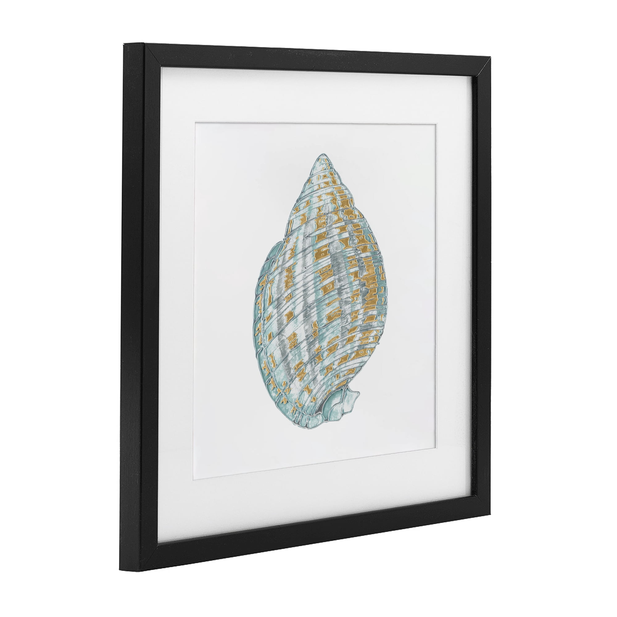 Stupell Industries Regal Shells Spiral Black Framed Print Under Glass, design by Lorenzo Collective