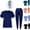 Navy, variant on HAJWOH Scrubs For Women Set Casual Solid Medical Uniform Stretch V-Neck Scrub Top & Pant with Pockets