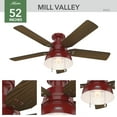 thumbnail image 4 of Hunter 52 inch Outdoor or Indoor Ceiling Fan with LED Light - Rustic Ceiling Fan with Pull Chain, For Bedroom, Living Room, or Patio, Low Profile Mount, No Remote - Mill Valley 59312, Barn Red, 4 of 14