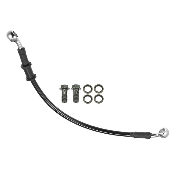 Unique Bargains Brake Hose Motorcycle ATV Braided Hydraulic Brake Line Oil Hose Pipeline 30cm Black Silver Tone 1 Set