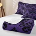 thumbnail image 4 of jejeloiu Spooky Skull Twin Quilt Set,Damask Pattern Twin Coverlet Set For Adults,Purple Black,2pcs, 4 of 7
