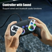 LED Wireless Controller for PS5, Compatible with PS5 Pro/Slim/PC, Dual Vibration, Macro/Turbo, 3.5mm Audio Jack, 6-Axis Motion with Speaker