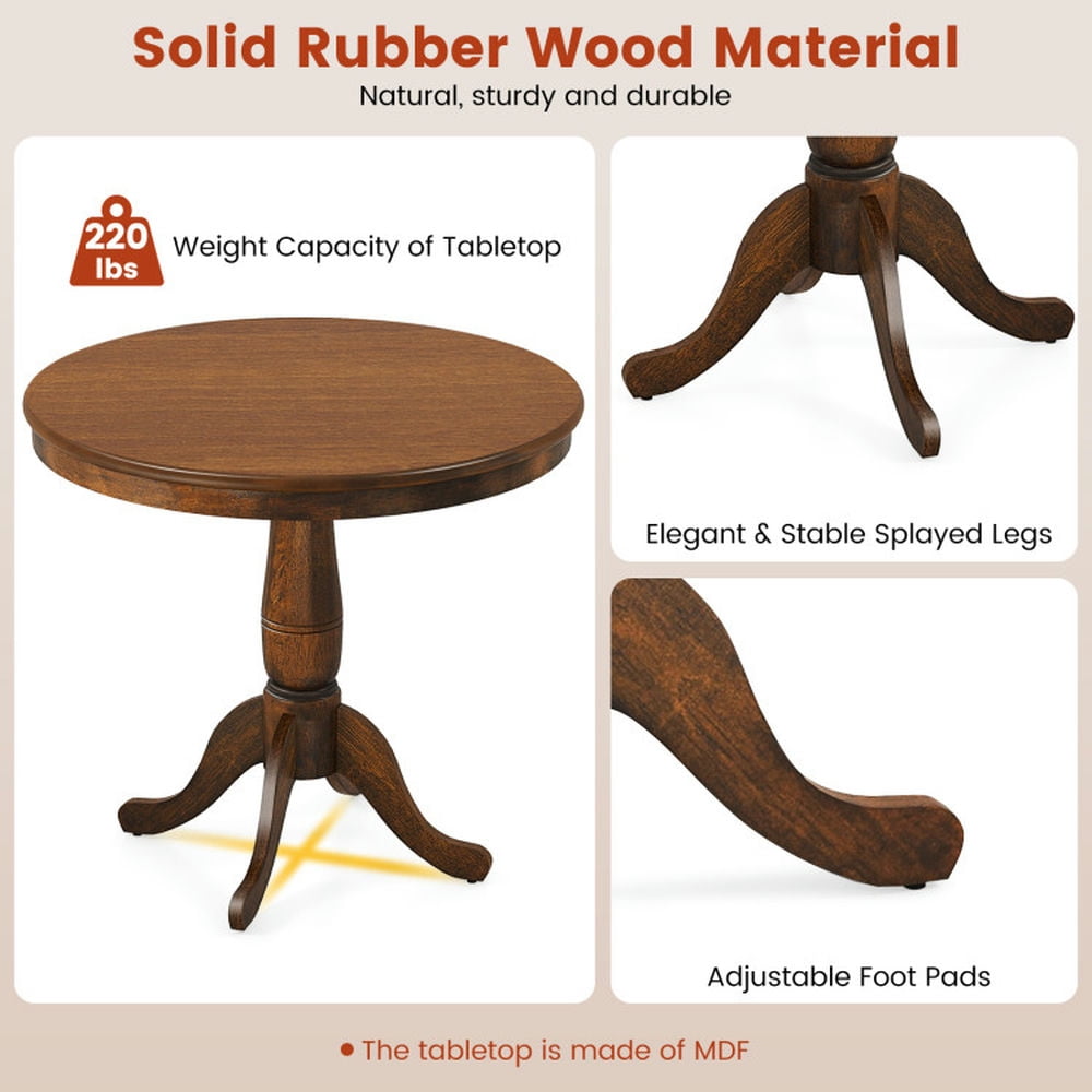 Resenkos 32 Inch Wooden Round Pub Pedestal Side Table, Dining Table, Kitchen Bar Height Table and Chairs for Dining Room, Small Space