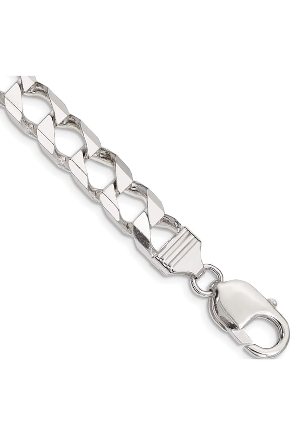 Sterling Silver 8.6mm Flat Open Curb Chain (9 X 8.6) Made In Italy qfoc300-9