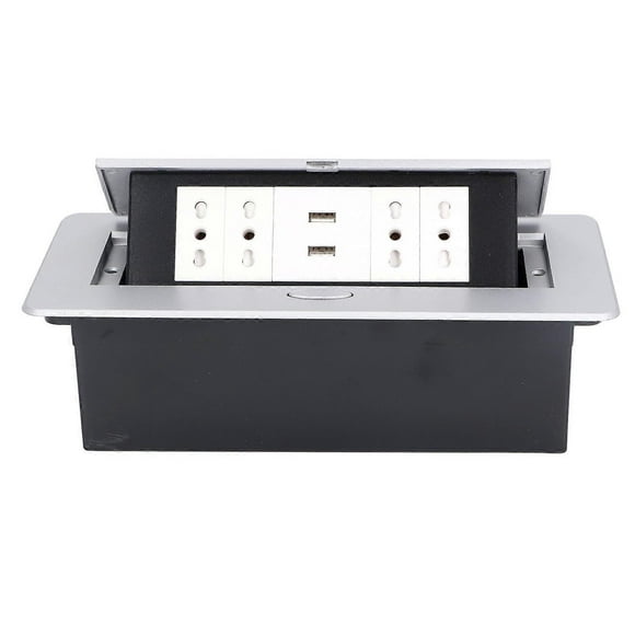 Power Socket Box 4 Switzerland Standard 3 Hole Outlets Dual USB Ports Pop Up Embedded Receptacle Box AC250V