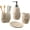 Beige, variant on Bathroom Accessories Set, 4 PCS Modern Stone Look Bathroom Accessory Set with Hand Soap Dispenser 11.5 OZ, Tumblers, Toothbrush Holder, Bar Soap Dish Holder Saver (White)