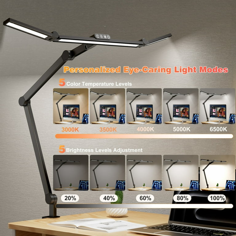 Awanfi 24W 1500LM Led Desk Lamp With Clamp, Adjustable photo 3