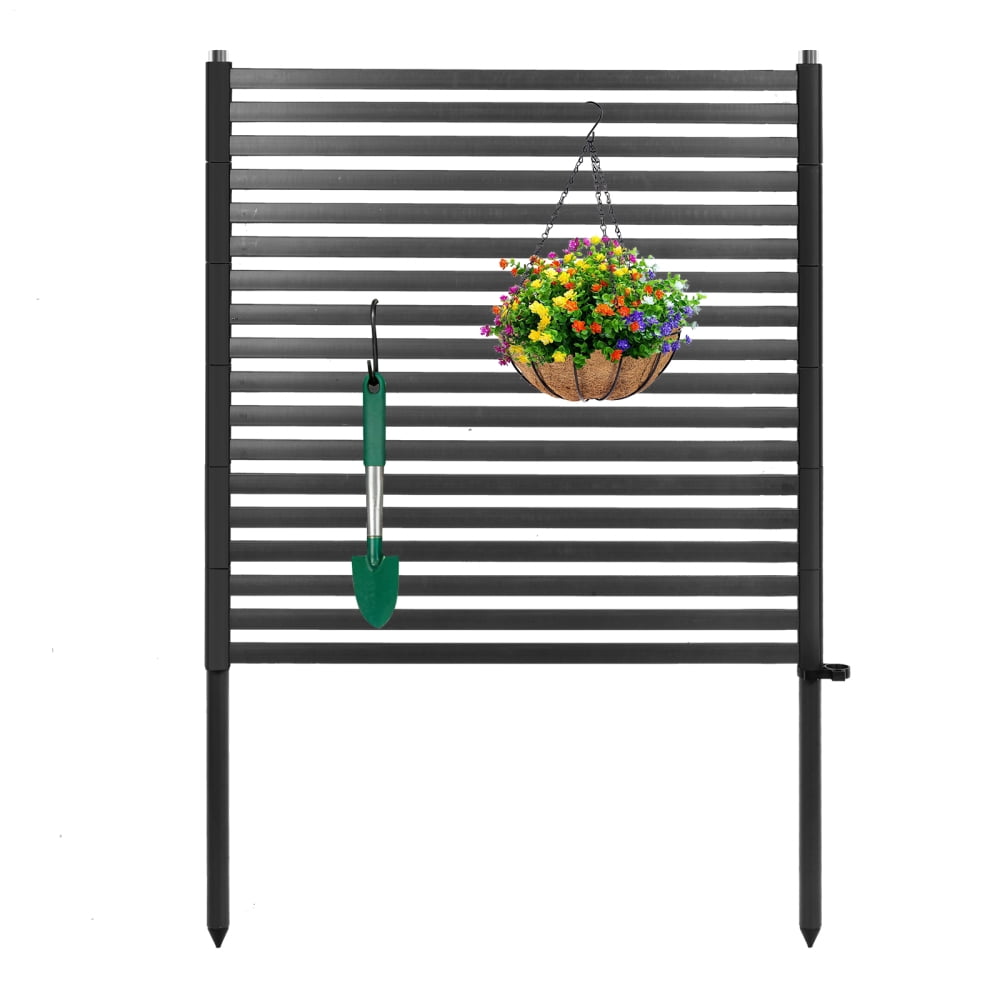 48.8" x 35.4" Outdoor Privacy Screen,No-Dig Metal Fence, Decorative Garden Barrier,Black