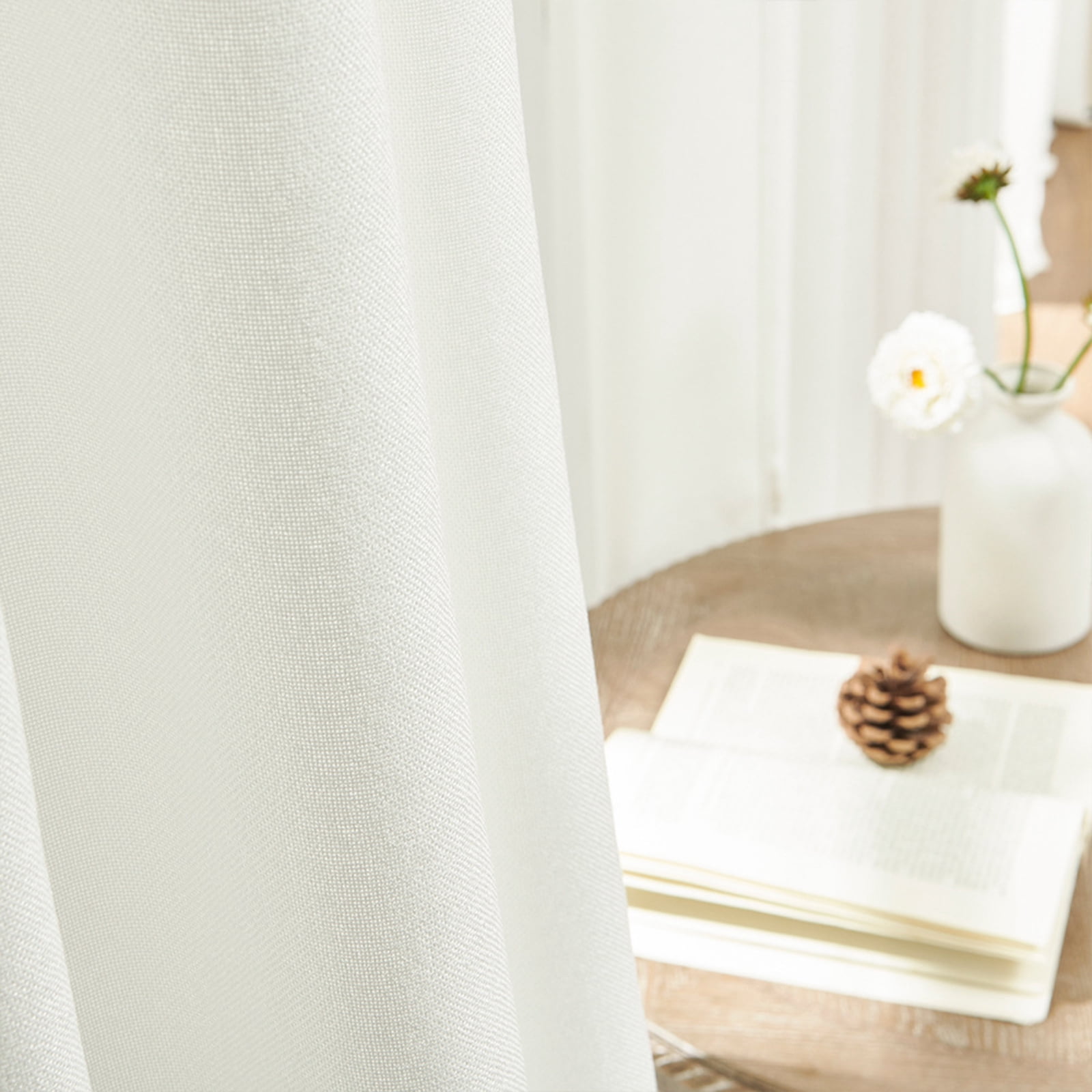 2 Panels Linen Curtains Set for Living Room Bedroom, Light Filtering Textured Soft Window Curtain, Airy Soft Rod Pocket Elegant Drapes