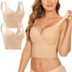 thumbnail image 1 of Pack de 2 sujetadores deportivos sin aros para mujer: acolchados, espalda baja, gran sujeción para fitness/uso diario, 95 % nailon, 1 of 8