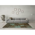 thumbnail image 3 of Ahgly Company Machine Washable Indoor Rectangle Patchwork Turquoise Blue Transitional Area Rugs, 4' x 6', 3 of 4