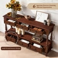 thumbnail image 6 of BFJDM Farmhouse Solid Wood Console Table with 6 Drawers and Shelf, Narrow Long, Stain Resistant, Cherry, 6 of 6