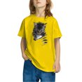 thumbnail image 2 of Riecok Summer Shirts for Girls Boy Crewneck Short Sleeve Comfortable Shirt Kids Clothes Toddler Kids Girls Casual Loose Shirts Yellow 7 T, 2 of 5