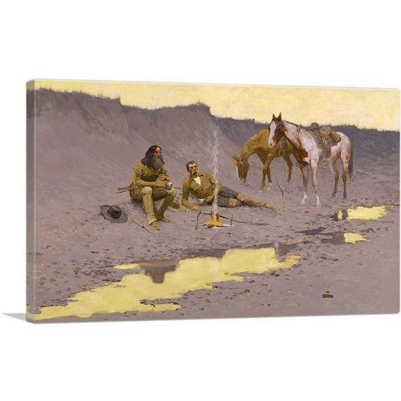 ARTCANVAS A New Year On The Cimarron 1903 Canvas Art Print by Frederic Remington - Size: 26" x 18" (0.75" Deep)