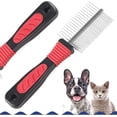 thumbnail image 3 of Double-sided stainless steel pet comb, 19.5 x 5 cm, professional metal grooming and shedding brush, cat and dog grooming comb cutting tool, double-sided fur rake tool, 3 of 5