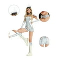 thumbnail image 6 of SJLDQY Womens Alien Dress Up Fashion Metallic Jumpsuit Gloves Outfits Funny Stage Performance Clothes Set, 6 of 6