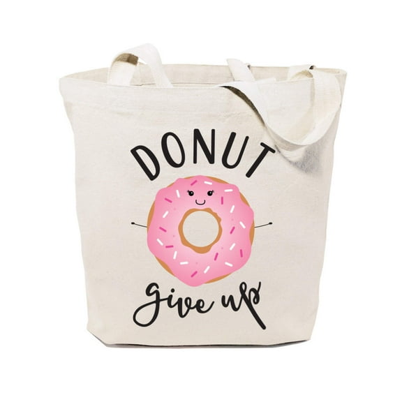 Donut Give Up Cotton Canvas Tote Bag by The Cotton  Canvas Co.