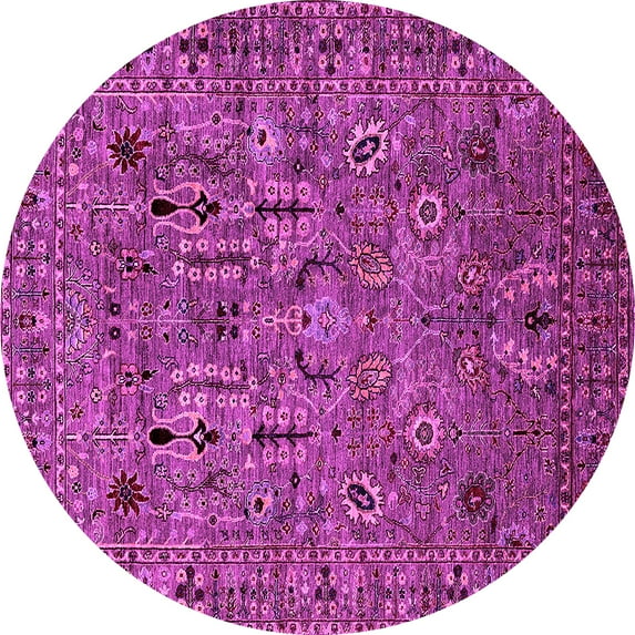 Ahgly Company Indoor Round Oriental Pink Industrial Area Rugs, 6' Round