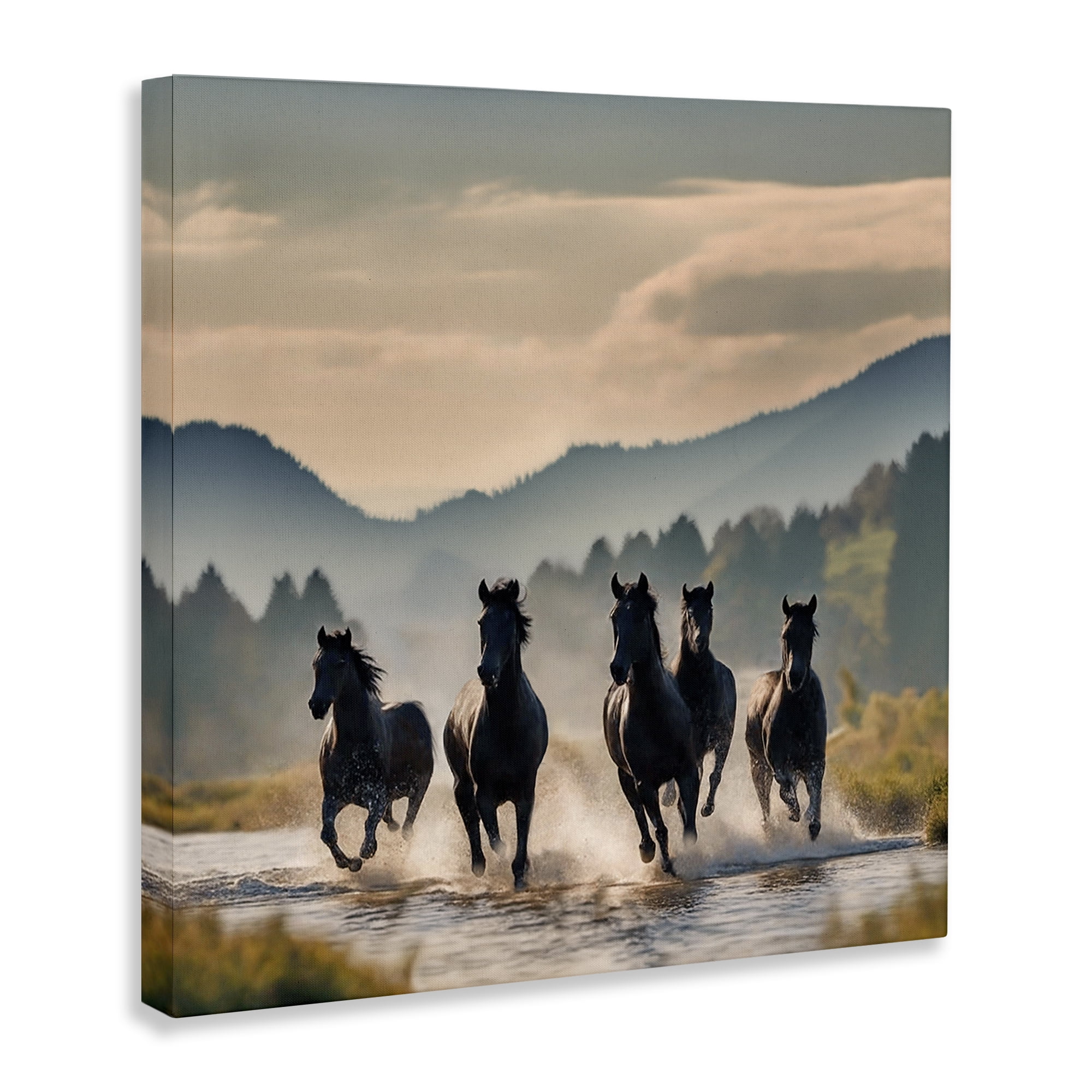 Stupell Industries Canyon Stallions Trotting Animals Painting Wrapped Canvas Art Print Wall Art, 30 x 30